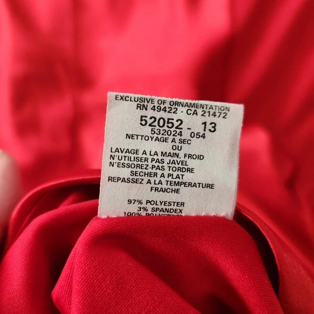 Jessica McClintok Full Length Halter Scrunch Red Satin Dress sz 6